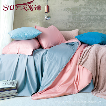 High Quality Hotel Home Bedding Linen Supplier 100% Cotton60s Plain pink Bedding Set